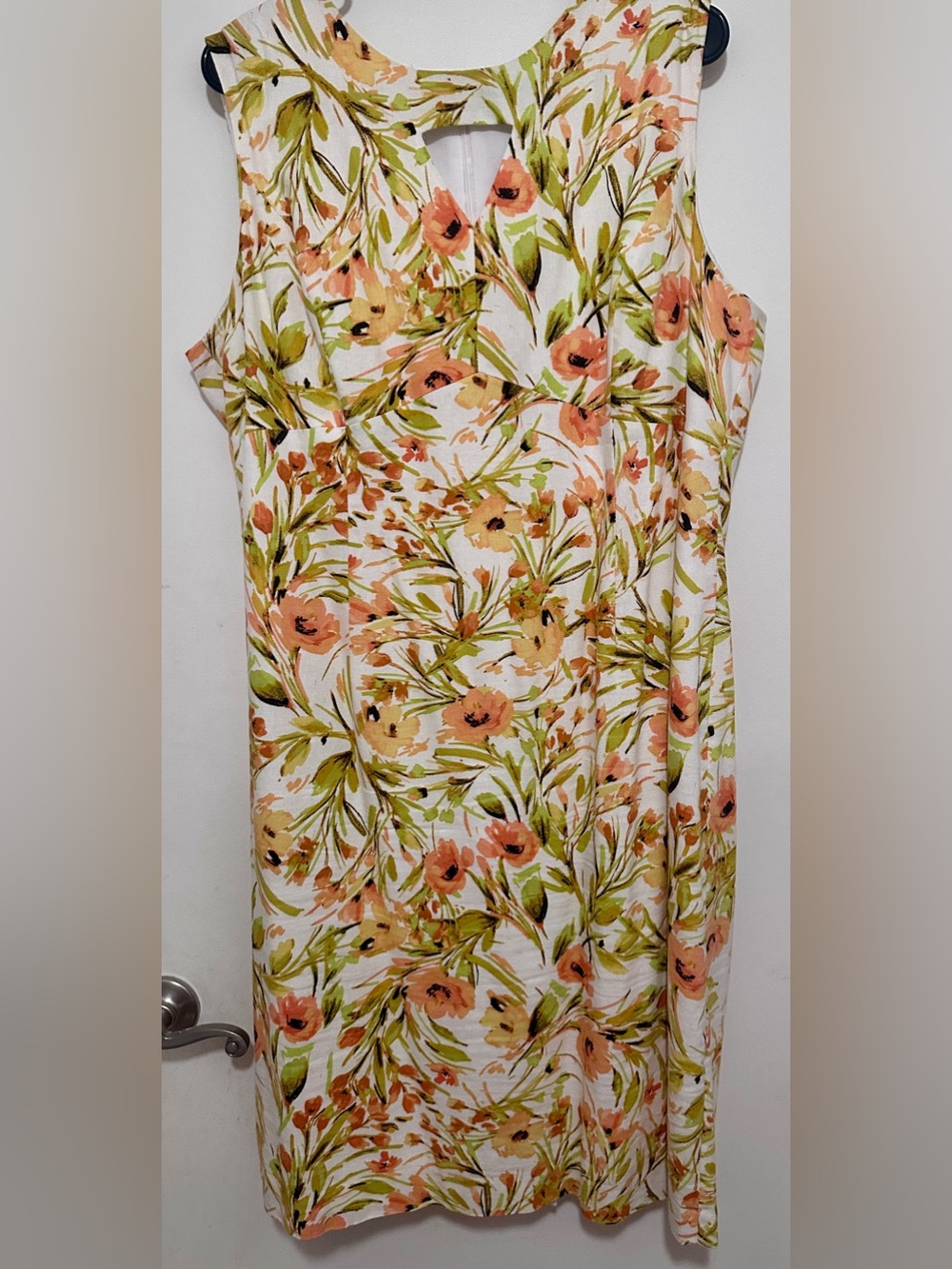 Kasper Peach and Green Floral Midi Dress